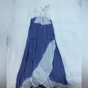 High neck sleeveless flowy long middy dress